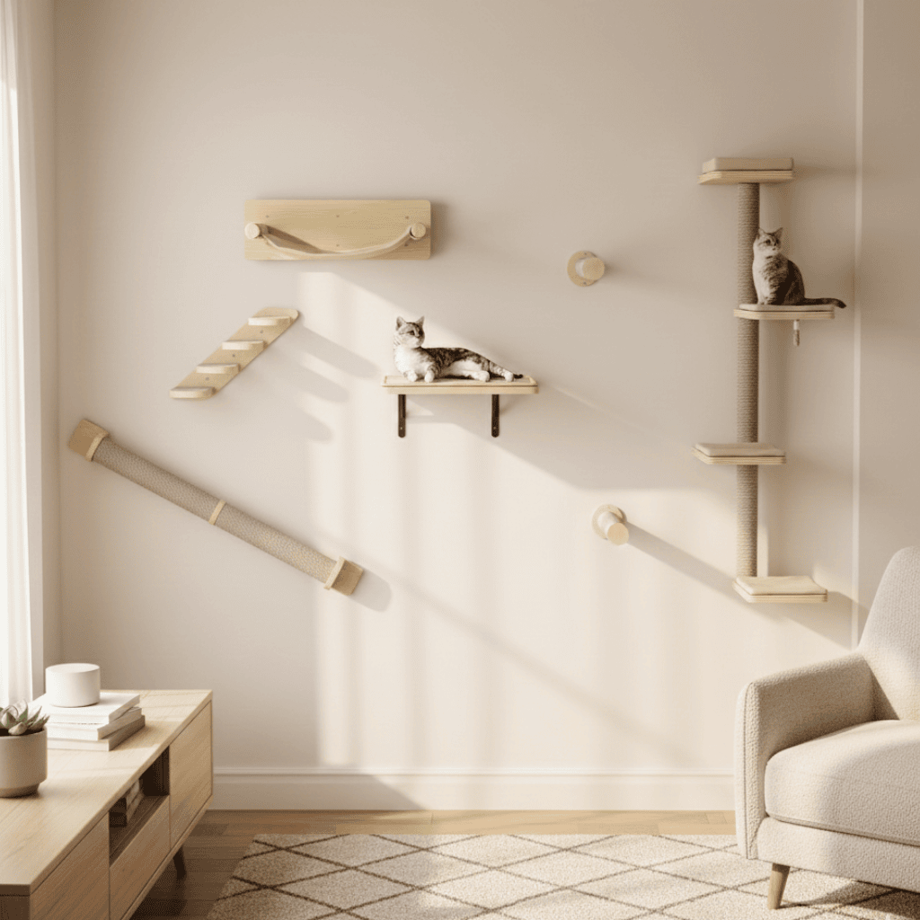 Arbre à chat murale en bois - Milo - Maison felin 