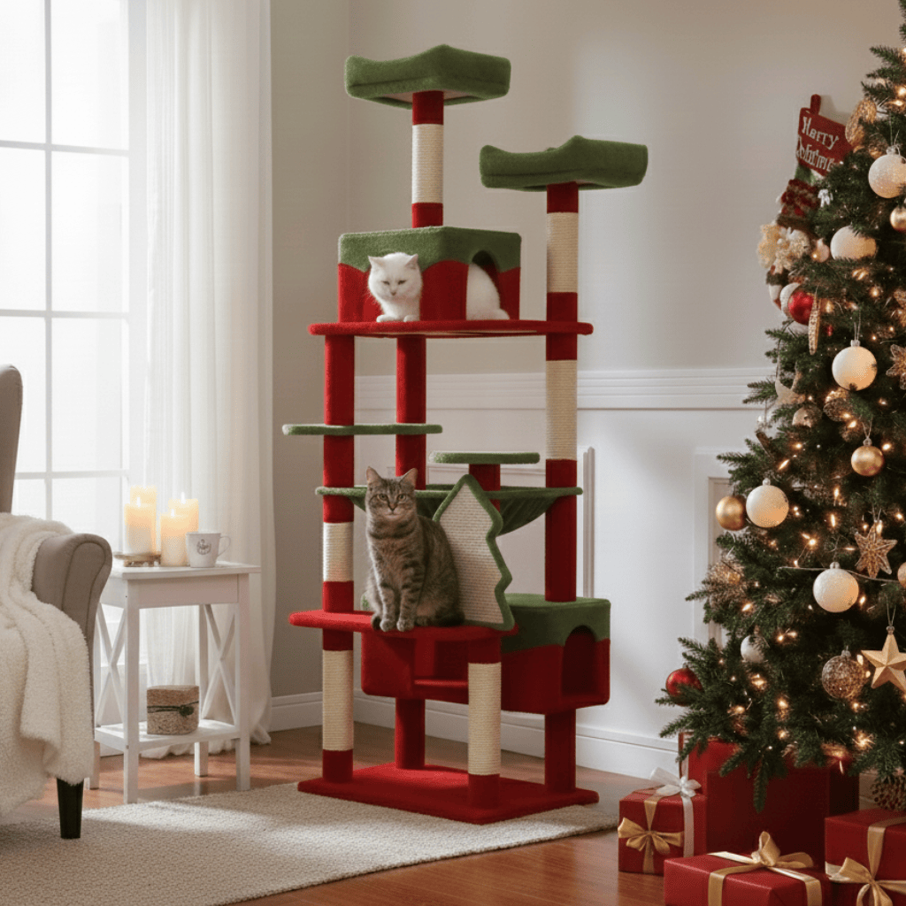 Arbre à chat XXL Capuccino - 208cm - Maison felin 