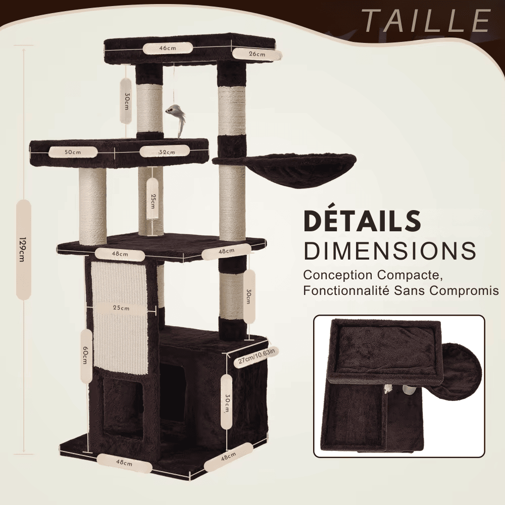 Arbre à chat Suki - 130 cm - Maison felin