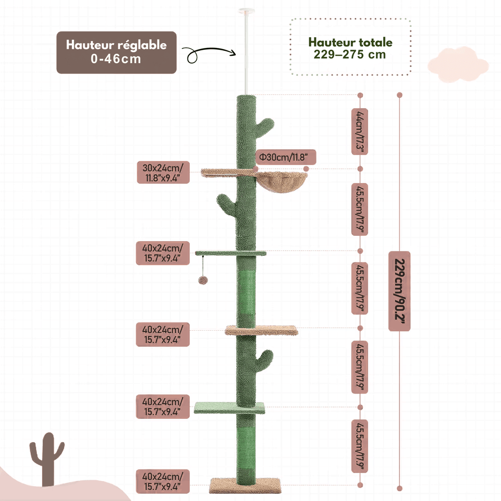 Arbre à chat XXL Luna - 229cm - Maison felin 
