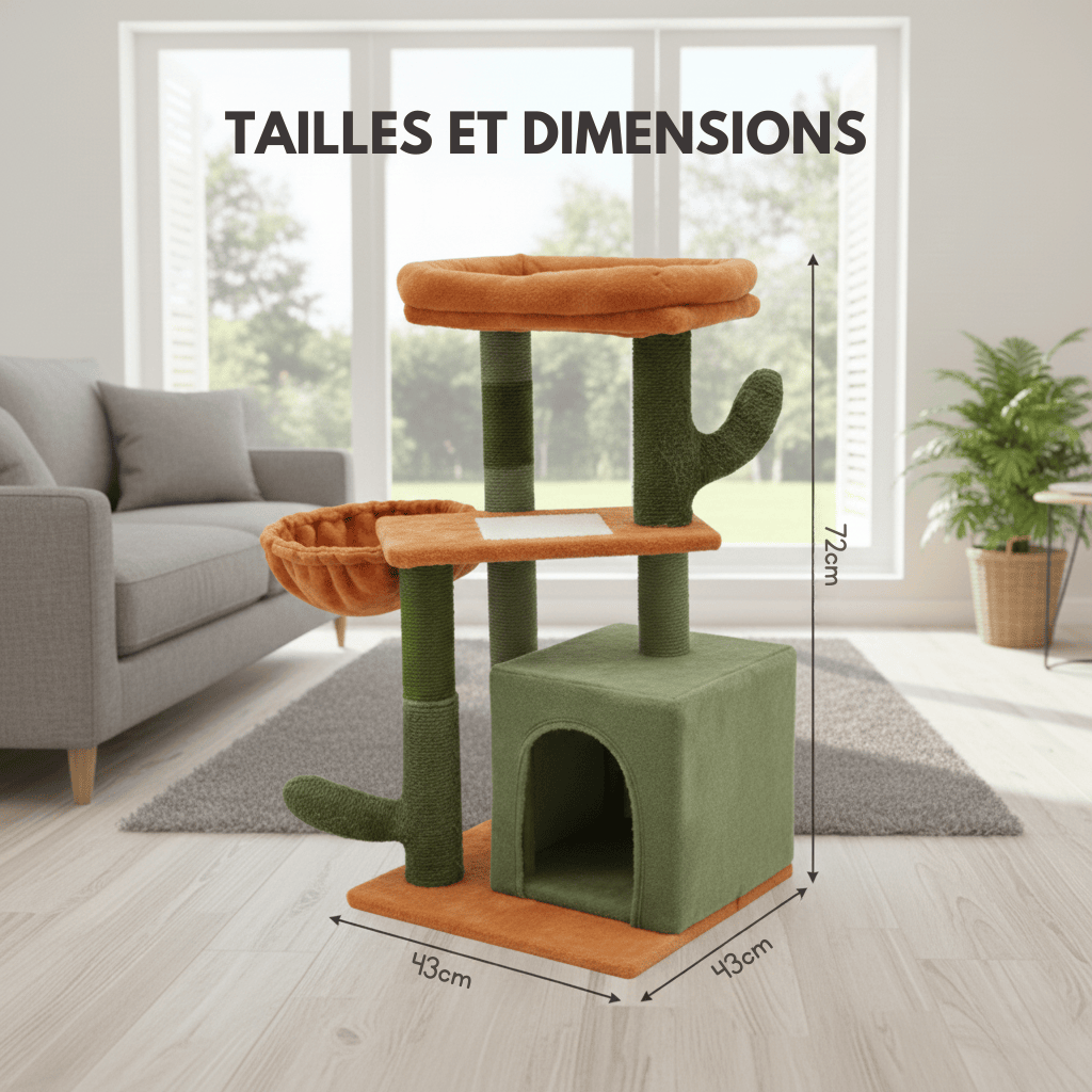 Arbre à chat Cactus - 77cm - Maison felin 