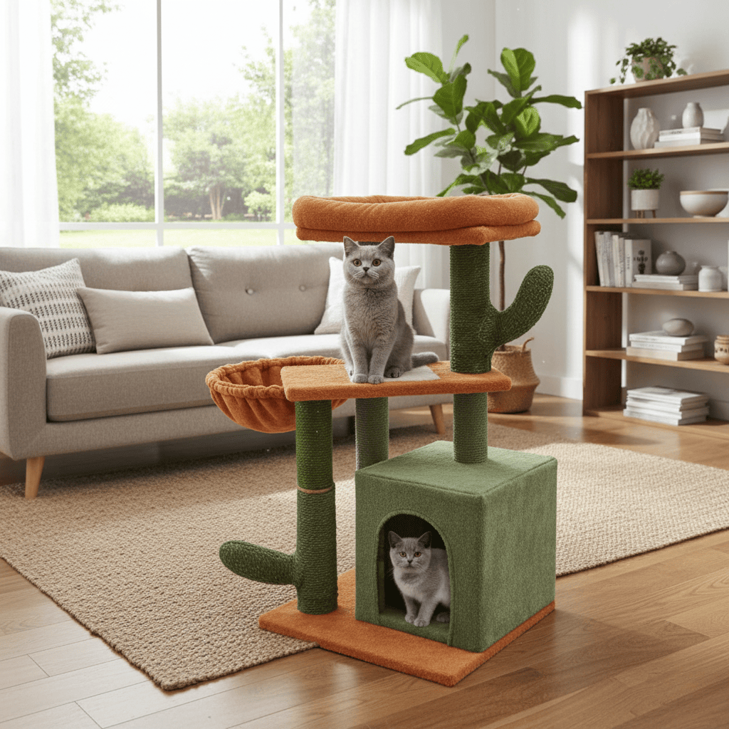 Arbre à chat Cactus - 77cm - Maison felin 