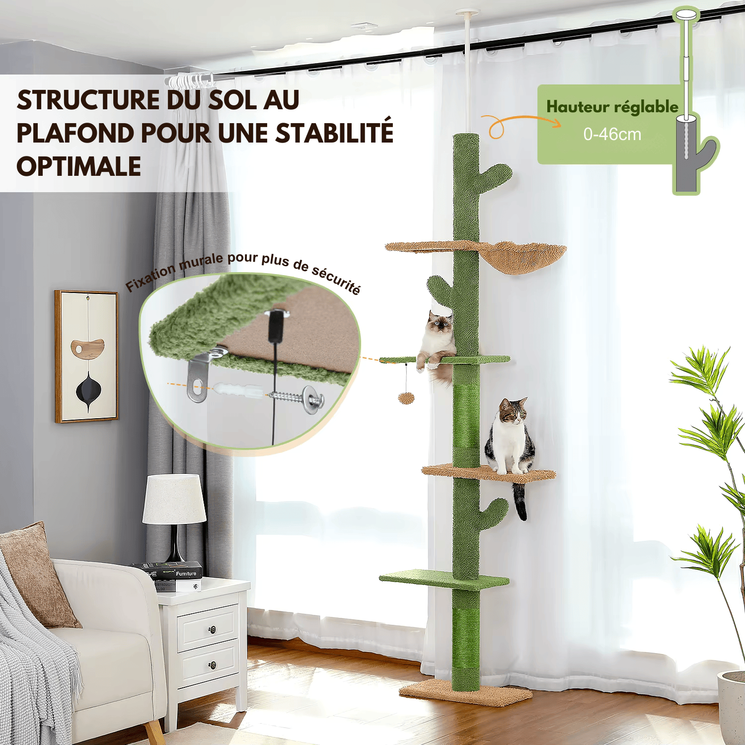 Arbre à chat XXL Luna - 229cm - Maison felin 