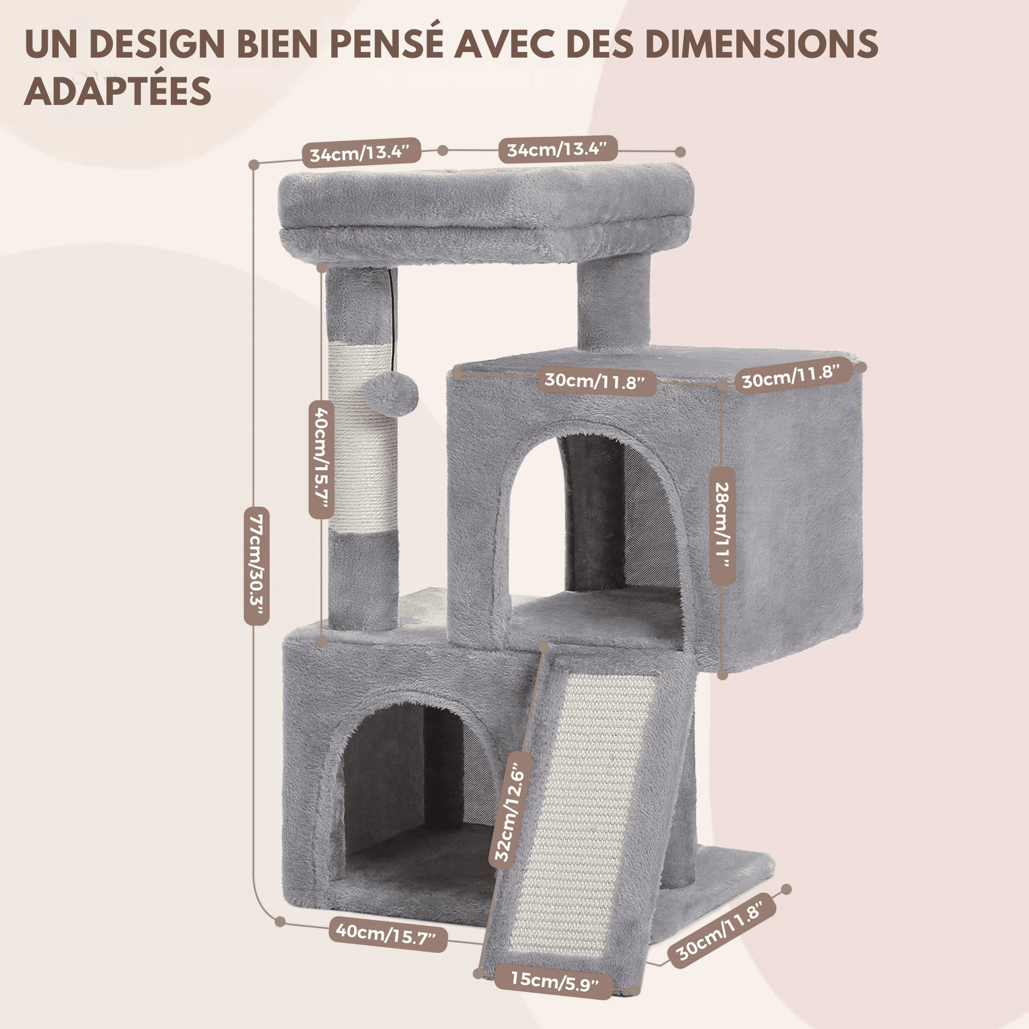 Arbre à chat  Orea - 77cm - Maison felin 