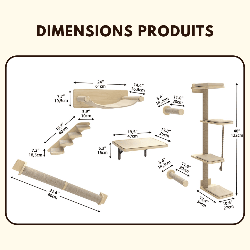Arbre à chat murale en bois - Milo - Maison felin 
