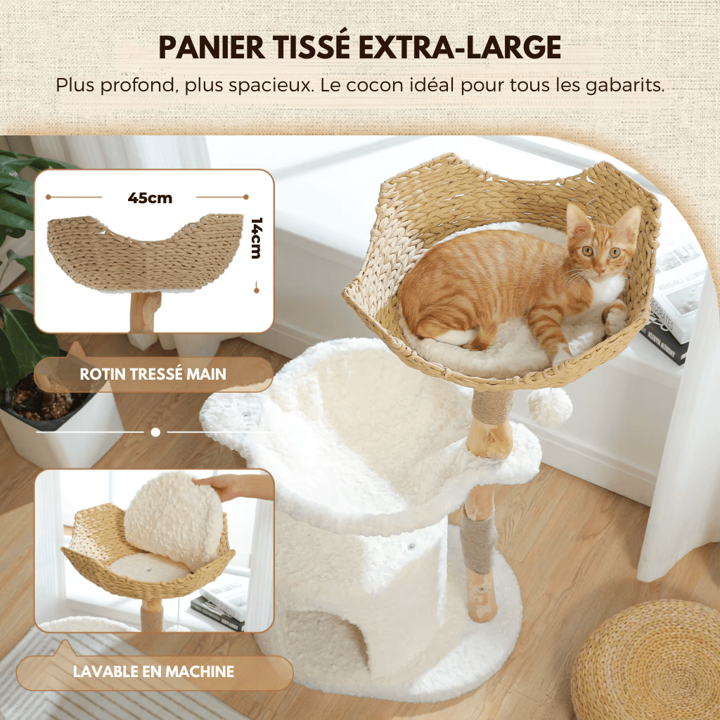 Arbre à chat en bois Moka - 102cm - Maison felin 