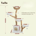 Arbre à chat en bois Gisou - 150cm - Maison felin