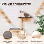 Arbre à chat murale en bois - Perle - Maison felin 