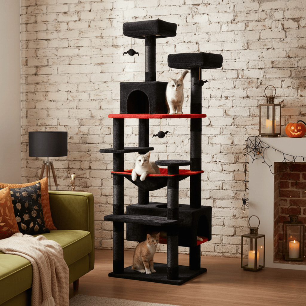 Arbre à chat XXL Capuccino - 208cm - Maison felin 