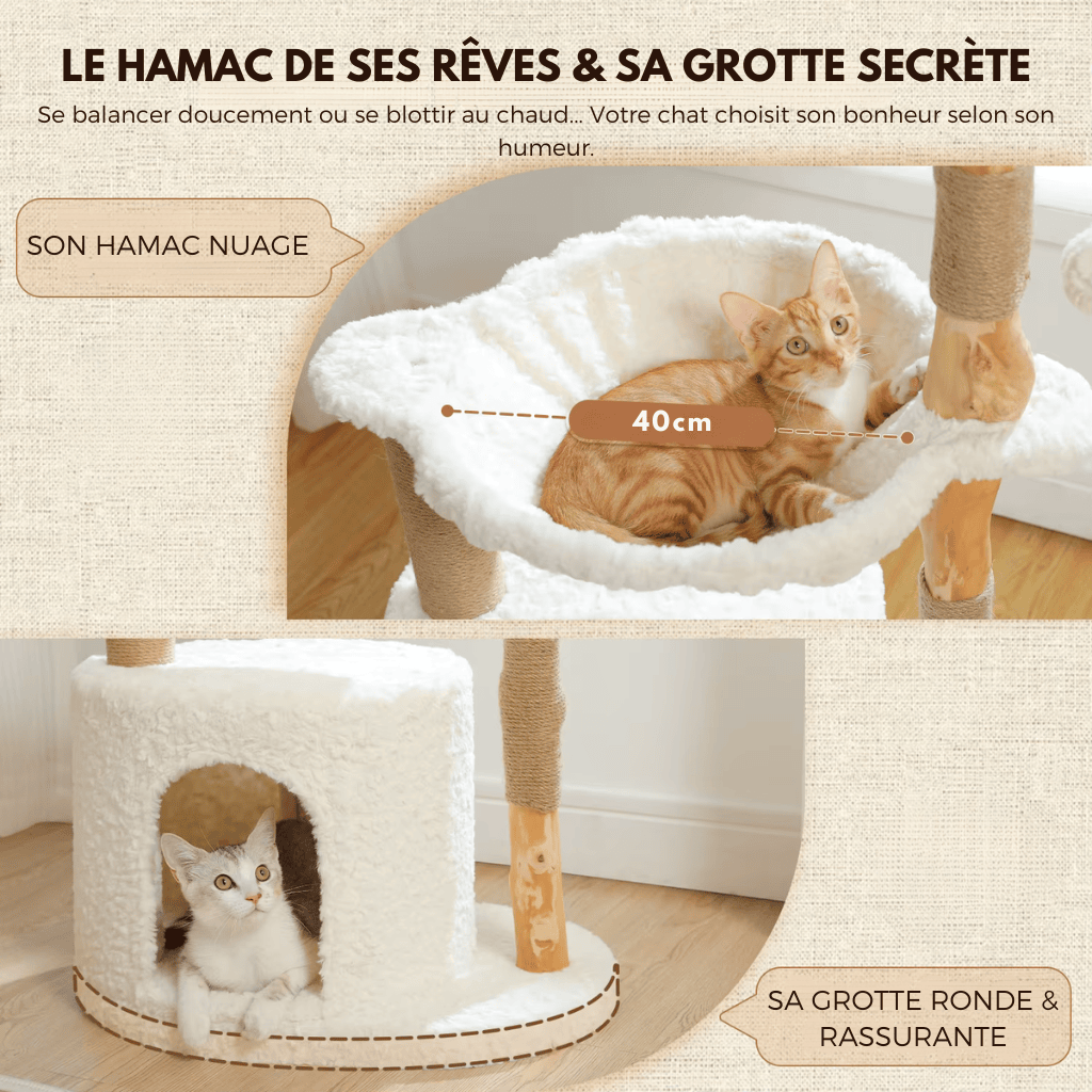 Arbre à chat en bois Moka - 102cm - Maison felin 