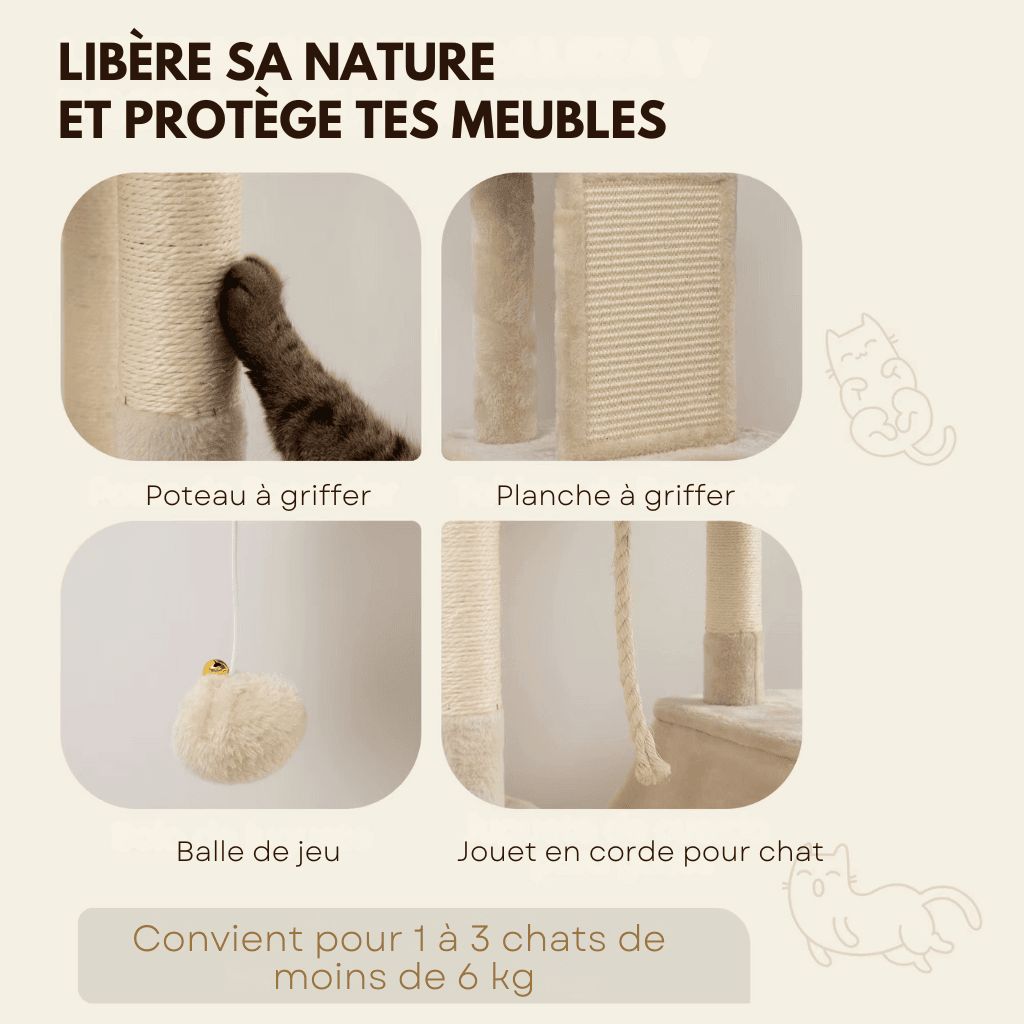 Arbre à chat XXL Éclipse - 206cm - Maison felin 