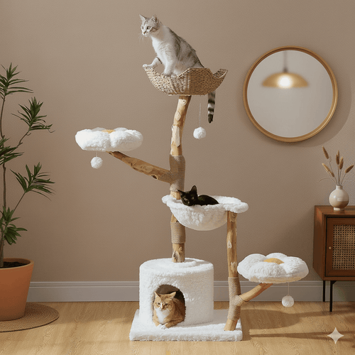 Arbre à chat en bois Gisou - 150cm - Maison felin