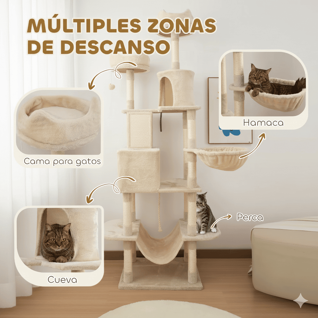 Arbre à chat XXL Éclipse - 206cm - Maison felin 